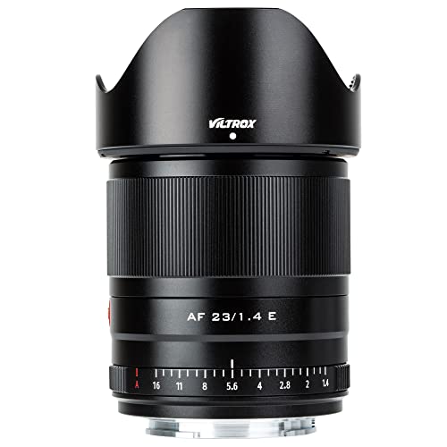 VILTROX AF 23mm F1.4 E-Mount Objektiv,Autofokus APS-C Weitwinkel Festbrennweite Objektiv (52 mm Filtergewinde) für Sony E Mount Kameras A7,A9,A6600,A6500,A6400,A5100 und Nex Serien,schwarz von VILTROX
