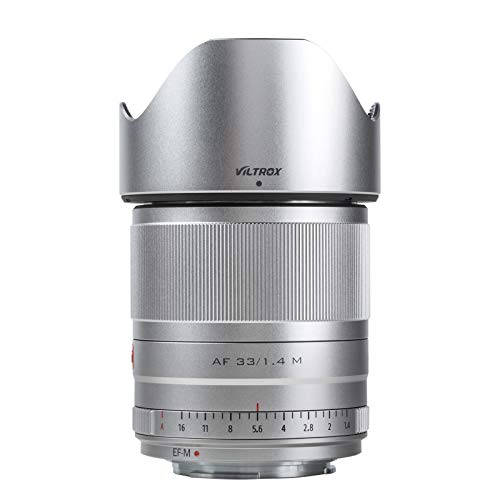 VILTROX AF 33mm F1.4 EF-M Mount Objektiv Autofokus für Canon EOS M100 M10 M200 M3 M5 M50 II M6 II(Festbrennweite, APS-C Compact,), Silber von VILTROX