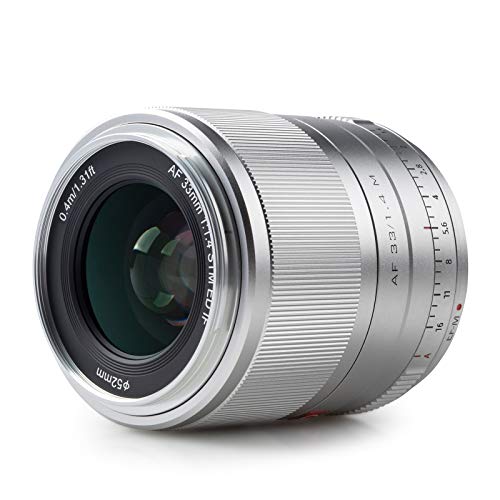 VILTROX AF 33mm F1.4 M Objektiv Autofokus Festbrennweite Prime Objektiv Kompatibel mit Canon EF-M Mount Spiegellose Kamera EOS M10 M100 M200 M3 M5 M50 M50II M6 M6II, Silber von VILTROX