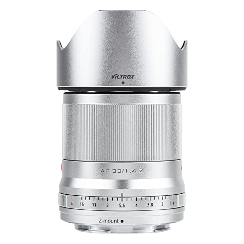 VILTROX AF 33mm f/1.4 F1.4 Z APS-C Objektiv Autofokus Große Blende Prime Objektiv mit STM Motor Kompatibel mit Nikon Kamera ZFC Modell Z5 Z50 Z6 Z6II Z7 Z7II, Silber VILTROX AF 33mm f/1.4 F1.4 Z APS-C Objektiv Autofokus Große Blende Prime Objektiv mit STM Motor Kompatibel mit Nikon Kamera ZFC Modell Z5 Z50 Z6 Z6II Z7 Z7II, Silber von VILTROX