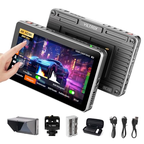 VILTROX DC-X2 2000 Nit Kamera Field Monitor, Touchscreen 6 Zoll 4K HDMI DSLR Kamera Monitor mit Sonnenschutzhaube 2200 mAh Akku, 3D Lut Full HD 1980 x 1080 IPS Focus Peaking Video Monitor für Camera VILTROX DC-X2 2000 Nit Kamera Field Monitor, Touchscreen 6 Zoll 4K HDMI DSLR Kamera Monitor mit Sonnenschutzhaube 2200 mAh Akku, 3D Lut Full HD 1980 x 1080 IPS Focus Peaking Video Monitor für Camera von VILTROX