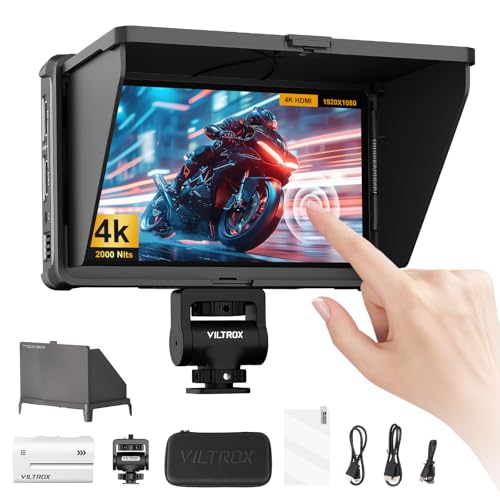 VILTROX DC-X3 DCX3 Kamera Field Monitor Touchscreen 2000Nit 4K 6 Zoll HDMI Camera Monitor mit Akku Full HD 1920x1080 IPS 3D LUT mit Sonnenschutzhaube,Aufbewahrungstasche für Sony Canon Nikon DSLR von VILTROX