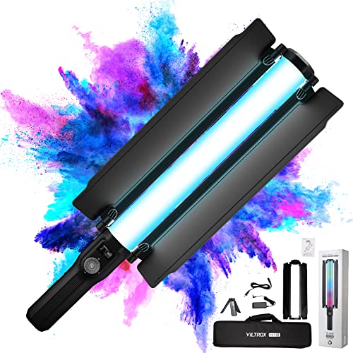 VILTROX H18 Video Leuchtstab Stick Light Tube RGB LED Lichtstab Studio Handheld Leuchte mit Stativ,2800-6800K Dimmbar,CRI,TLCI>95,19 Modus für YouTube,TikTok,Spiel-Streaming,Partybar von VILTROX
