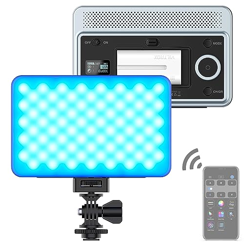 VILTROX RGB LED Panel Licht auf Kamera Fotografie Videolicht 2600K-6800K dimmbare Video Beleuchtung für Smartphone Steuerung Vollfarbig mit NP-F550 Batterie von VILTROX