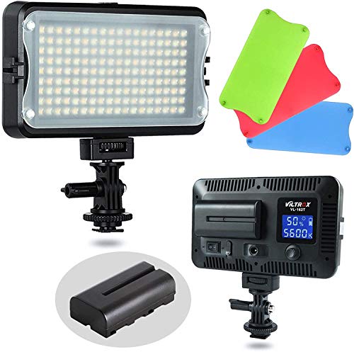 VILTROX VL-162T CRI95+ Dimmbare 3300K-5600K zweifarbige LED-Videoleuchte, kompakte Kamera-LED-Leuchte für DSLR-Camcorder mit Akku und Ladegerät, LCD-Display von VILTROX