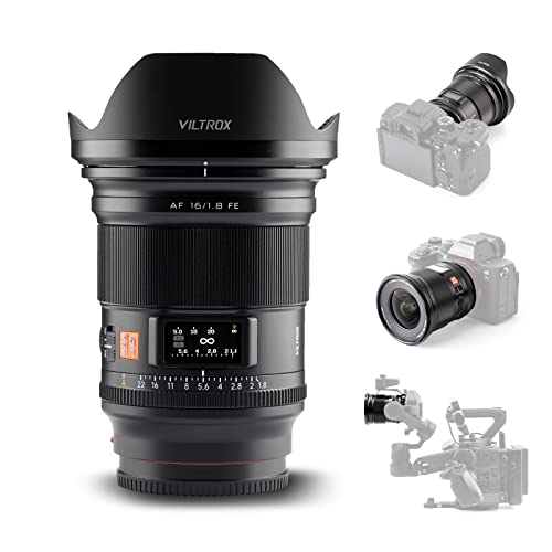 Viltrox 16mm F1.8 Pro Level Weitwinkel-Autofokusobjektiv mit LCD-Bildschirm, kompatibel mit spiegellosen Vollformat-Sony-E-Mount-Kameras Alpha a7 a7II a7III a7R a7RII a7RIII a7RIV a7S a7SII a9 a7C von VILTROX