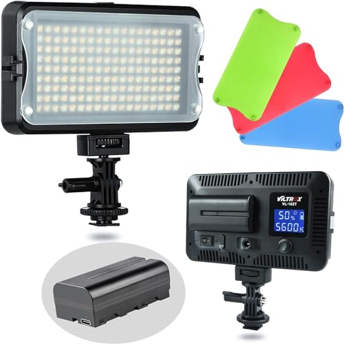 VILTROX 162 LED Kamera Vodeo Licht, 12W 1250Lux Videoleuchte CRI 95+ 3300K-5600K, Mit magnetischem Filter, Dimmbar 20%-100%, Tragbar mit Batterie, LCD-Display, Design für DSLR, Kamera, YouTube Filmen VILTROX 162 LED Kamera Vodeo Licht, 12W 1250Lux Videoleuchte CRI 95+ 3300K-5600K, Mit magnetischem Filter, Dimmbar 20%-100%, Tragbar mit Batterie, LCD-Display, Design für DSLR, Kamera, YouTube Filmen von VILTROX