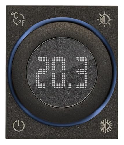 Vimar 30440.G Thermostat, Linea, mit Relaisausgang, Hintergrundbeleuchtung mit Dimmer, zu ergänzen, mit Platte der Serie Linea, schwarz, 2 Module von VIMAR