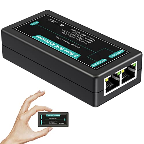 VIMIN 2-Port Gigabit PoE Extender, 1-in-2-Out PoE Repeater für Den Innenbereich, Unterstützt IEEE802.3af/at mit 1000 Mbit/s, Verlängert die Strom-und Datenübertragung um Zusätzliche 100 m (328 Fuß) von VIMIN