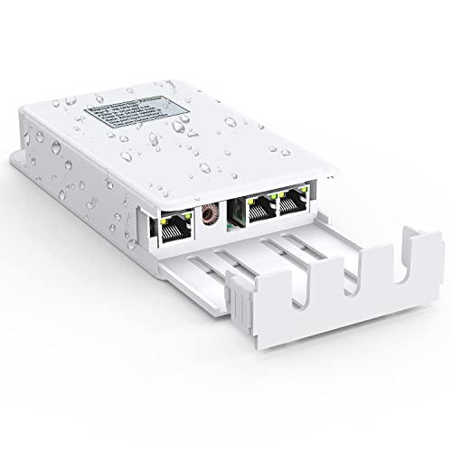 VIMIN 2-Port Gigabit PoE Extender für Den Außenbereich, 1-in-2-Out PoE Repeater mit 1000 Mbit/s, IEEE802.3af/at Kompatibel, IP65, Verlängert die Strom- und Datenübertragung um Zusätzliche 100 m von VIMIN