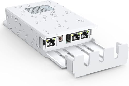 VIMIN 2-Port Gigabit PoE Extender für Den Außenbereich, 1-in-2-Out PoE Repeater mit 1000 Mbit/s, IEEE802.3af/at Kompatibel, IP65, Verlängert die Strom- und Datenübertragung um Zusätzliche 100 m von VIMIN