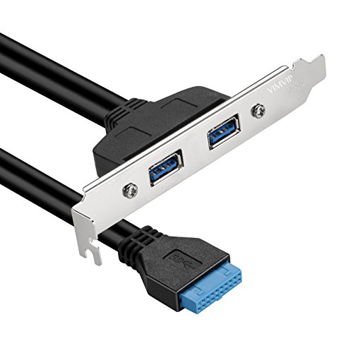 vimvip Dual USB 3.0 female Rückseite zum Motherboard Pin-Kabel mit PCI-Halterung 50 cm von VIMVIP