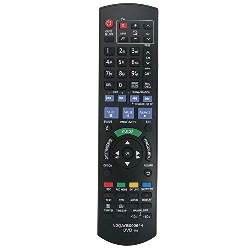 VINABTY N2QAYB000644 Fernbedienung ersetzen Passend für Panasonic DVD Recorder DMR-XS400 DMR-EX773EBK DMR-BS785 DMR-EX83EB-K DMR-BW780 DMR-EX86EB-K DMREX773EBK DMR-BS885 Sub N2QAYB000474 von VINABTY