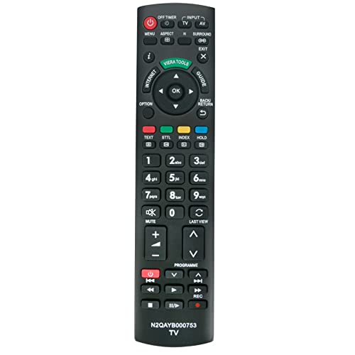 VINABTY N2QAYB000753 Fernbedienung ersetzen Passend für Panasonic TV TX-L32D28EP TK-L32E5 TX-L37E5 TX-L42E5 TX-L42EW5 TX-L47E5B TX-L47EW5 TX-LR47E5 TX-L37E5E TX-L42E5E Sub N2QAYB000673 von VINABTY