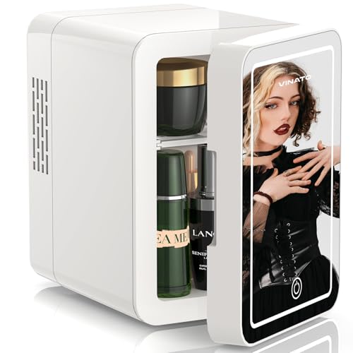 VINATO Mini Kosmetik Kühlschrank, 4L Mini-Kühlschrank mit LED Spiegel, 220 V AC/12 V DC Kleiner Hautpflege Kühlschrank mit Kühl-/Heizfunktion, für Autos Büro Schlafzimmer Schlafsäle VINATO Mini Kosmetik Kühlschrank, 4L Mini-Kühlschrank mit LED Spiegel, 220 V AC/12 V DC Kleiner Hautpflege Kühlschrank mit Kühl-/Heizfunktion, für Autos Büro Schlafzimmer Schlafsäle von VINATO