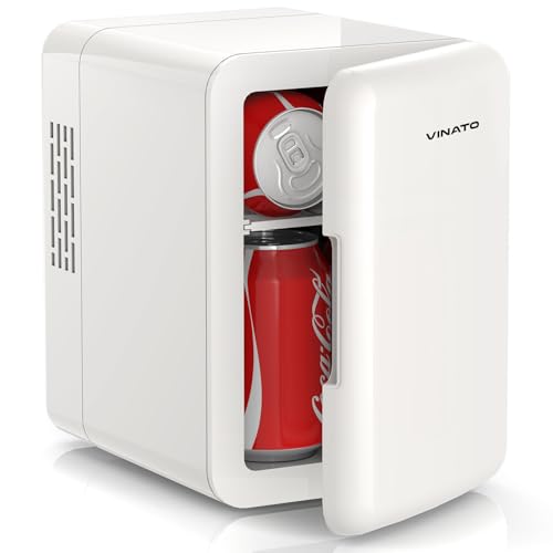 VINATO Mini Kühlschrank 4 Liter, 6 Dosen Mini-Kühlschränke für Schlafzimmer, AC+12V DC Stromkühler und Wärmer, Portable Kleiner Kühlschrank für Auto, Reisen, Kosmetik, Getränke, Obst, Weiß VINATO Mini Kühlschrank 4 Liter, 6 Dosen Mini-Kühlschränke für Schlafzimmer, AC+12V DC Stromkühler und Wärmer, Portable Kleiner Kühlschrank für Auto, Reisen, Kosmetik, Getränke, Obst, Weiß von VINATO