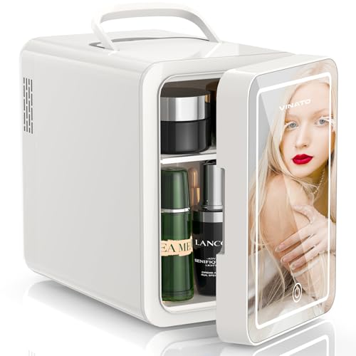 VINATO Mini Kosmetik Kühlschrank, 6L Mini-Kühlschrank mit LED Spiegel, 220 V AC/12 V DC Kleiner Hautpflege Kühlschrank mit Kühl-/Heizfunktion, für Autos Büro Schlafzimmer Schlafsäle VINATO Mini Kosmetik Kühlschrank, 6L Mini-Kühlschrank mit LED Spiegel, 220 V AC/12 V DC Kleiner Hautpflege Kühlschrank mit Kühl-/Heizfunktion, für Autos Büro Schlafzimmer Schlafsäle von VINATO