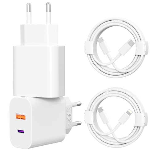 MFi Zertifiziert 2 Pack Mehrfach USB C Ladegerät mit USB C kabel und USB C iPhone Lightning（2M）für iPhone14/15 Pro Max Samsung iPad air Netzteil Schnellladegerät Schnellladekabel (Ladegerät mit Kabel) von VINFFS