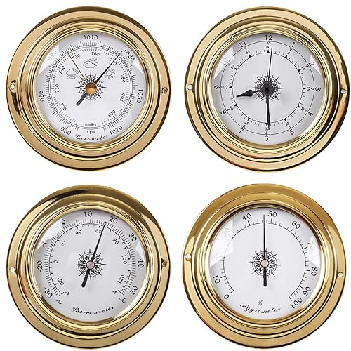 Barometer-Thermometer-Hygrometer-Uhr, analoge Wetterstation, Wetterbarometer für drinnen und draußen, Barometer für Zuhause, Barometer für Wand, Fischerboot, Babyzimmer, Büro von VINGAA