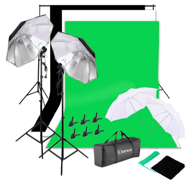 VINGLI Fotohintergrund Professionelles Dauerlicht Set 5500K Regenschirm, Hintergrund Fotostudio Set mit 2M-Stativ für Fotografieren von VINGLI