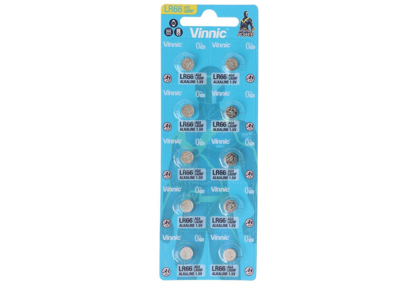 VINNIC 10er Set AG 4 Batterie, LR66, L626F, V376, V377 Knopfzelle LR626 Batt Knopfzelle von VINNIC