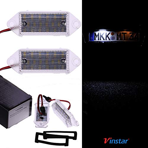 VINSTAR LED Kennzeichenbeleuchtung E-geprüft CAN-Bus 18 LEDs je Modul 6000 Kelvin kompatibel mit Mitsubishi Lancer 2003-2017 von Vinstar