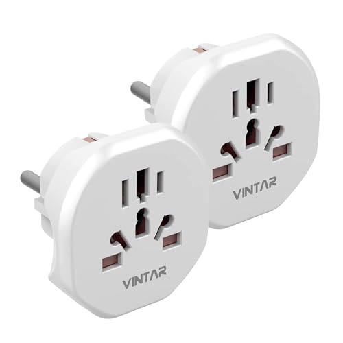 VINTAR 2 PC Reisestecker auf Deutsche Bodensteckdose, zum Anschluss Ausländischer Geräte, wie UK, USA, China, Italien,Schweiz etc. Universal Adapter, Reiseadapter, Steckdosenadapter,Weiß stecker von VINTAR