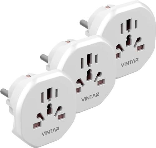 VINTAR 3 PC Reisestecker auf Deutsche Bodensteckdose, zum Anschluss Ausländischer Geräte, wie UK, USA, China, Italien,Schweiz etc. Universal Adapter, Reiseadapter, Steckdosenadapter,Weiß stecker von VINTAR