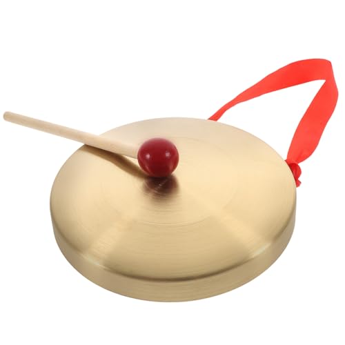 VINTORKY 1 Satz Gong handpolitur percussion instrumente Musikschlaginstrumente Handgefertigt Kupfer-Schlaginstrumentenset drum chinesisches Instrument Becken zur Firmeneröffnung Holz Golden von VINTORKY