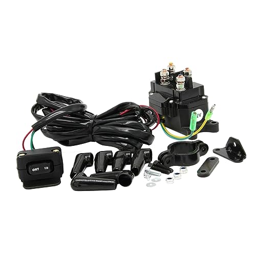 VINTORKY 1 Satz Windenschütz Magnetrelais Fahrzeug-Relais-Schütz kfz relais elektroseilwinde Electric winch Vehicle relay 12V Windenrelais Automatisches Windenrelais Kupferterminal Black von VINTORKY