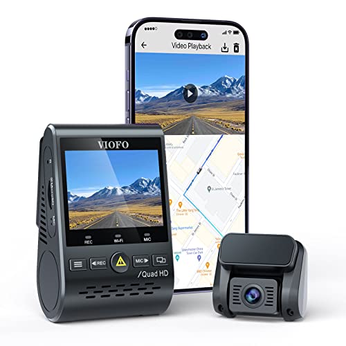 VIOFO A129 Plus Duo Dual WiFi WLAN Dashcam, GPS Modul 2K 1440P 60fps + 1080P Vorne Hinten Auto Kamera, APP Handyüberwachung Autokamera, G-Sensor Parkmodus, Notfallaufnahme Dash Cam, Superkondensator von VIOFO