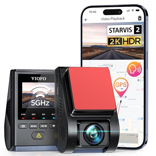 VIOFO Dashcam A119 Mini 2, Front 2,7K 5GHz Wi-Fi, 2K 60fps/HDR 30fps Sprachsteuerung, STARVIS 2 Verbesserte Nachtsicht, 1,5" LCD Versteckte Dash Cam Auto, GPS Autokamera, 24h Parkmodus, Sprachausgabe von VIOFO