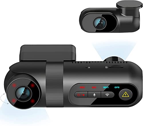 VIOFO T130 3 Lens WiFi App 2k Dashcam, 1440P + dual 1080P Vorne Hinten Auto Kamera mit GPS, IR Nachtsicht, 90 Grad Drehbare Innenkamera Dash Cam, 24h Parküberwachung Autokamera LKW, Daueraufnahme von VIOFO