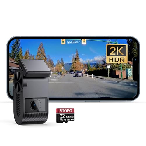 VIOFO VS1 2K Mini Dash Cam Vorne STARVIS 2 Sensor,32 GB Karte eingebaut, 5GHz Wi-Fi, Sprachsteuerung, 2560 x 1440P Dash Camera für Auto, GPS Eingebaut, HDR Autokamera, Sprachausgabe, Parküberwachung von VIOFO