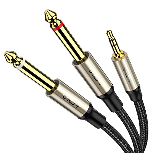 VIOY Dual 6,35mm auf 3,5mm Audio Kabel[3 M], Nylon Geflochten Audio Y Splitter Klinke Kabel 3.5mm Klinke auf Dual 6.35mm klinke Kabel für Mixer, Gitarre, Verstärker, Audio recorder von VIOY