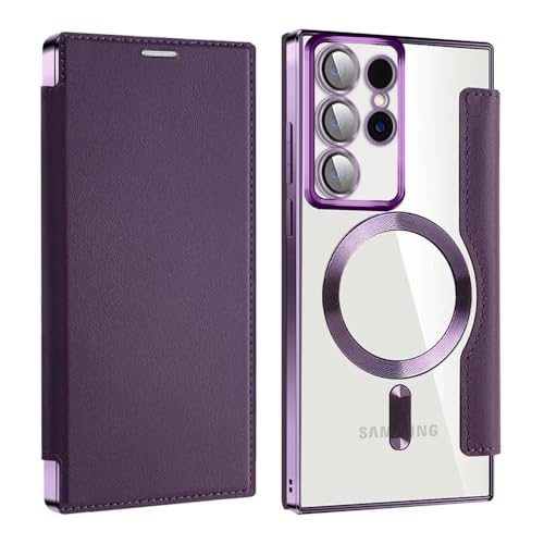 Flip-Handyhülle aus PU-Leder mit Kartenclip für Samsung Galaxy S22 S23 S24 Ultra Plus S23 FE, magnetische kabellose Ladeschale, Lila, für Galaxy S23 FE Flip-Handyhülle aus PU-Leder mit Kartenclip für Samsung Galaxy S22 S23 S24 Ultra Plus S23 FE, magnetische kabellose Ladeschale, Lila, für Galaxy S23 FE von VIPAVA