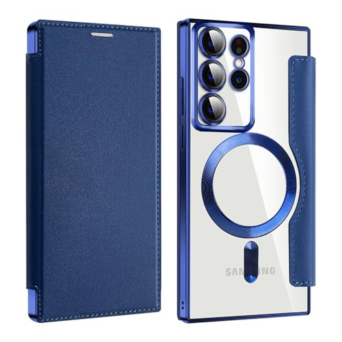 Flip-Wallet-Hülle mit Magnet für Samsung Galaxy S23 S22 Ultra S24 S22 Kabelloses Laden, Hybrid-Leder, klares TPU, Marineblau, für Samsung S23 Flip-Wallet-Hülle mit Magnet für Samsung Galaxy S23 S22 Ultra S24 S22 Kabelloses Laden, Hybrid-Leder, klares TPU, Marineblau, für Samsung S23 von VIPAVA