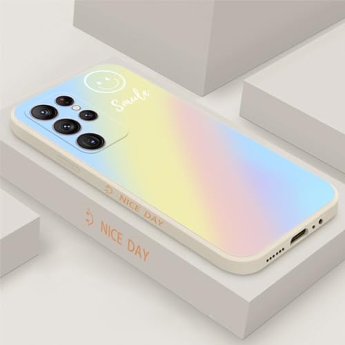 Regenbogen-Smiley-Hülle für Samsung Galaxy S23 Ultra S22 S21 Plus S20 S 23 22 S21 Ultra S20 S21 FE 5G Silikonmuster-Telefonabdeckung, B, K000705, für S21 FE von VIPAVA