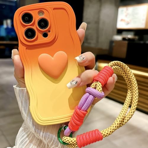 VIPAVA 3D-Handyhülle mit süßem Liebesherz, Farbverlauf und lockiger Welle und Handschlaufe für iPhone 15 Pro Max 14 13 12 11 XS X XR 7 8 6S Plus, orange gelb, für iPhone SE2020 (SE2022 VIPAVA 3D-Handyhülle mit süßem Liebesherz, Farbverlauf und lockiger Welle und Handschlaufe für iPhone 15 Pro Max 14 13 12 11 XS X XR 7 8 6S Plus, orange gelb, für iPhone SE2020 (SE2022 von VIPAVA
