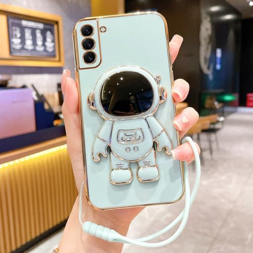 VIPAVA 6D Astronaut Handyhülle für Motorola Moto G13 G42 G50 G52 G53 G60 G73 Edge 20 E7 G9 Plus Ständer Silikon Cartoon mit Riemen, grün, für Moto E7 von VIPAVA