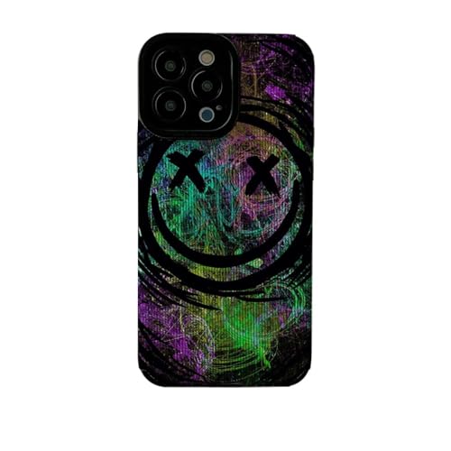 VIPAVA Coole Farbe Graffiti Smiley Face Handyhülle für iPhone 14 11 12 13 Pro XS Max Mini 6 S 7 8 Plus X XR SE Lustige weiche Silikonhülle, Smiley, für iPhone 13Pro von VIPAVA