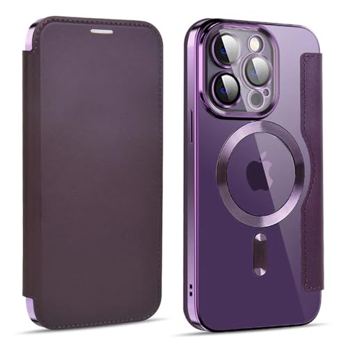 VIPAVA Flip-Leder-Handyhülle für iPhone 14 12 13 11 15 Pro Max 15 14 Plus Brieftaschen-Kartenhalter Magnethülle, Dunkelviolett, Für iPhone 15 VIPAVA Flip-Leder-Handyhülle für iPhone 14 12 13 11 15 Pro Max 15 14 Plus Brieftaschen-Kartenhalter Magnethülle, Dunkelviolett, Für iPhone 15 von VIPAVA