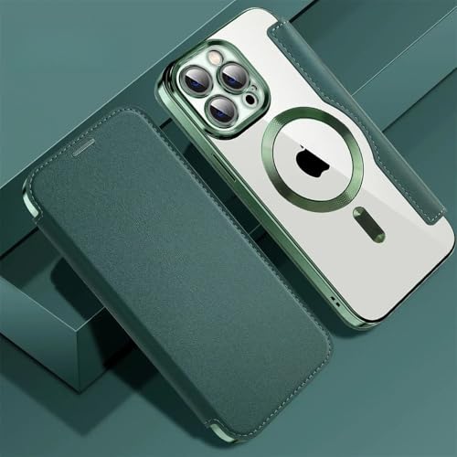 VIPAVA Galvanisierte Flip-Lederhülle für iPhone 15 14 13 12 11 Plus Pro Max Wireless Charging Protection Business Cover, Dunkelgrün, Für iPhone 14 VIPAVA Galvanisierte Flip-Lederhülle für iPhone 15 14 13 12 11 Plus Pro Max Wireless Charging Protection Business Cover, Dunkelgrün, Für iPhone 14 von VIPAVA