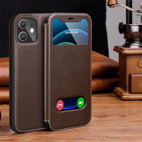 VIPAVA Lederhülle für iPhone 14 13 12 11 Pro Max Hülle Luxus Fenster Flip Cover Hülle Buchhülle,Dunkelbraun,Für iPhone13 Pro Max VIPAVA Lederhülle für iPhone 14 13 12 11 Pro Max Hülle Luxus Fenster Flip Cover Hülle Buchhülle,Dunkelbraun,Für iPhone13 Pro Max von VIPAVA