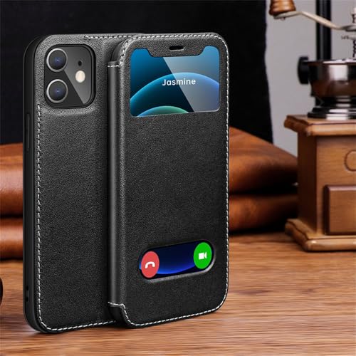 VIPAVA Lederhülle für iPhone 14 13 12 11 Pro Max Hülle Luxus Fenster Flip Cover Hülle Buchhülle,Schwarz,Für iPhone 12 Pro VIPAVA Lederhülle für iPhone 14 13 12 11 Pro Max Hülle Luxus Fenster Flip Cover Hülle Buchhülle,Schwarz,Für iPhone 12 Pro von VIPAVA