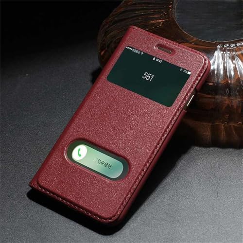 VIPAVA Lederhülle für iPhone Lederhülle für iPhone 7 7 8 Plus SE 2020 Hülle Fensteransicht Magnetische Schutzhülle Flip Case7 (4.7, Weinrot, Für iPhone 7 8 von VIPAVA