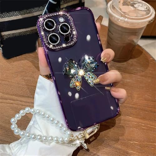 VIPAVA Luxuriöse, mit 3D-Diamantschleife und Perlenkette verzierte Hülle für iPhone 15 14 13 12 11 Pro Max X XS XR stoßfeste Rückseite, Lila, für iPhone 13ProMax VIPAVA Luxuriöse, mit 3D-Diamantschleife und Perlenkette verzierte Hülle für iPhone 15 14 13 12 11 Pro Max X XS XR stoßfeste Rückseite, Lila, für iPhone 13ProMax von VIPAVA