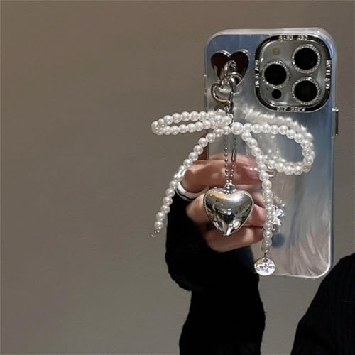 VIPAVA Luxuriöse, süße 3D-Handyhülle mit Herz-Schleife und Perlenanhänger für iPhone 11 15 Pro Max 12 Pro 13 14 Federgarnhülle, Silber, für iPhone 12Pro VIPAVA Luxuriöse, süße 3D-Handyhülle mit Herz-Schleife und Perlenanhänger für iPhone 11 15 Pro Max 12 Pro 13 14 Federgarnhülle, Silber, für iPhone 12Pro von VIPAVA