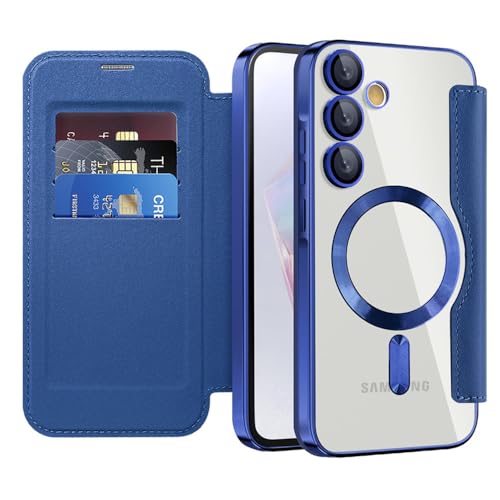 VIPAVA Luxuriöse Flip-Leder-Kartenclip-Magnet-Handyhülle für Samsung S24 S23 Ultra FE S22 Plus A55 A35 5G Plating Clear Wallet Cover, Marineblau, für Galaxy S24 VIPAVA Luxuriöse Flip-Leder-Kartenclip-Magnet-Handyhülle für Samsung S24 S23 Ultra FE S22 Plus A55 A35 5G Plating Clear Wallet Cover, Marineblau, für Galaxy S24 von VIPAVA
