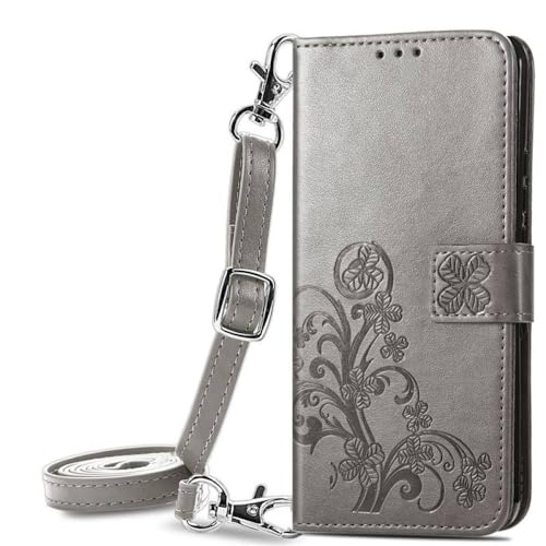 VIPAVA PU-Leder-Schultergurt-Flip-Handyhülle für Samsung S8 S9 S10 S20 S21 S22 S23 Plus Note 8 9 10 20 Ultra Crossbody Wallet Cover, grau, für S9 von VIPAVA